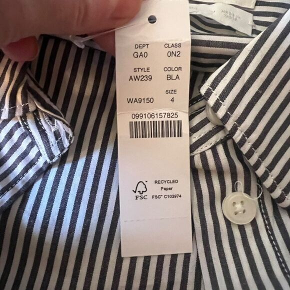 NWT! J. Crew black & white striped button down shirt - Picture 5 of 8